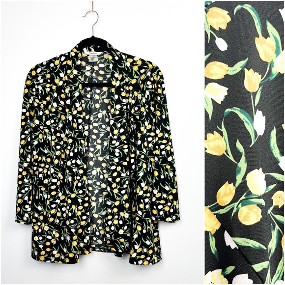 Tanjay Tulip Patterned Black, White & Yellow Summery Cardigan - Picture 1 of 10
